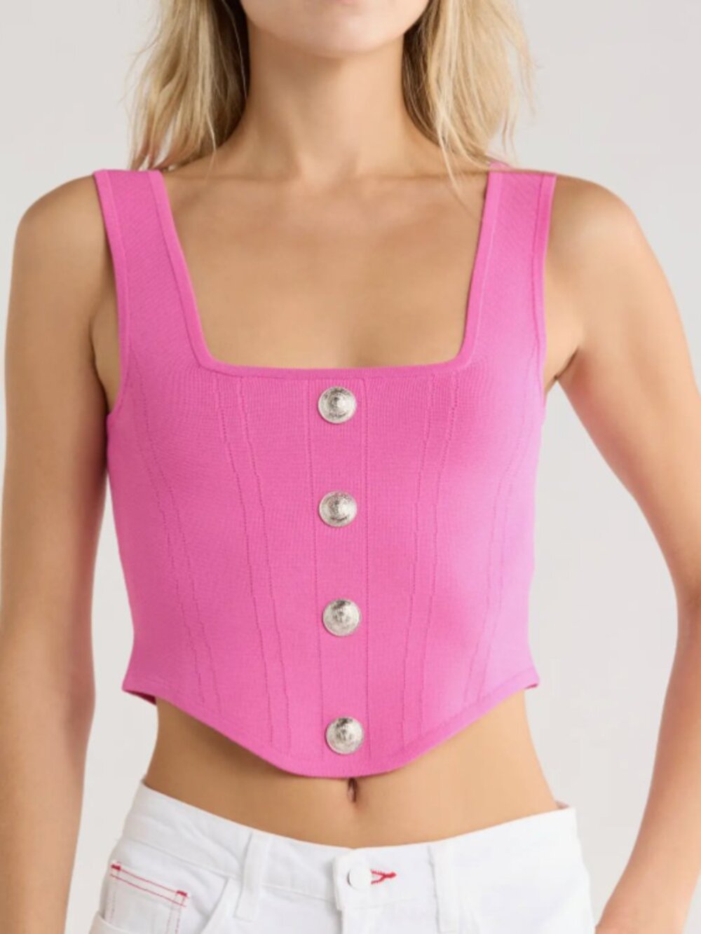 L'Agence Saga Square Neck Tank in Rose Violet/Nickel XS